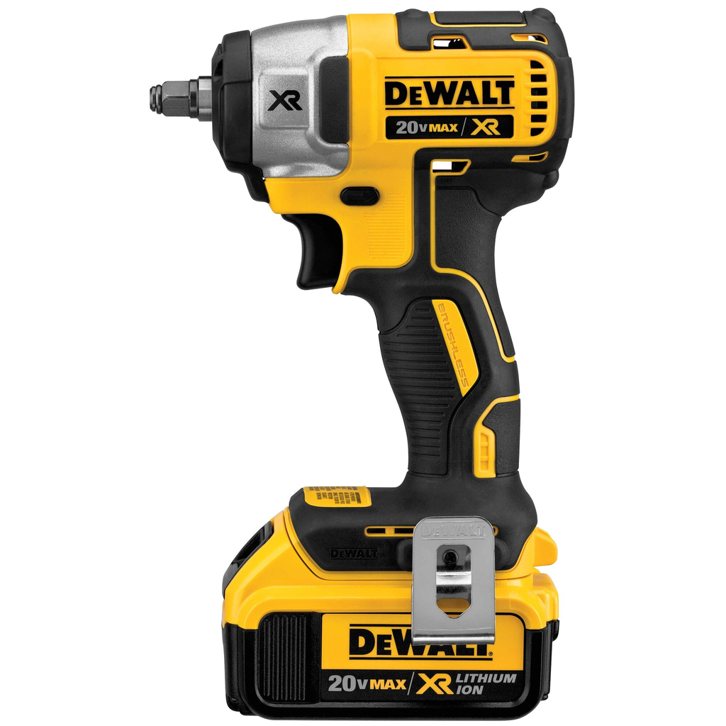 DEWALT 20V MAX XR Lithium-Ion Cordless 3/8 in. Brushless Impact Wrench Kit with (2) Batteries 4Ah, Charger and Bag
