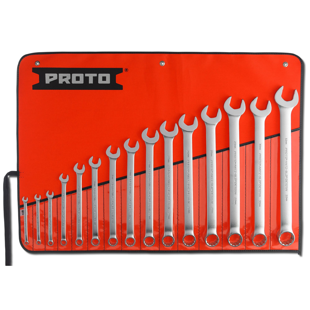 PROTO 15 Piece Satin Metric Combination Asd Wrench Set - 12 Point 7Mm-32Mm