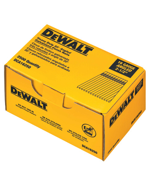 DEWALT Finish Nails, 2-1/2-Inch, 16Ga, 20-Degree, 2500-Pack