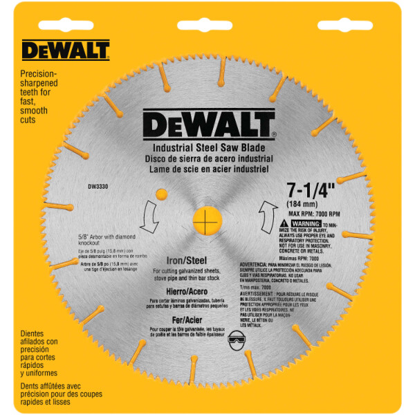 DEWALT 7-1/4-Inch Iron And Steel Cutting Segmented Saw Blade With 5/8-Inch And Diamond Knockout Arbor,Silver