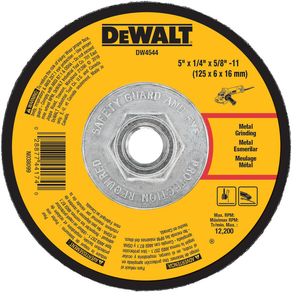DEWALT 5-Inch By 1/4-Inch High Performance Fast Metal Grinding Wheel, 5/8-11-Inch Arbor