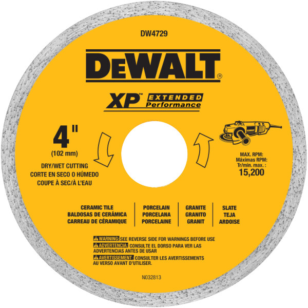 DEWALT 4-Inch Continuous Rim Diamond Saw Blade With 7/8-Inch Arbor For Tile