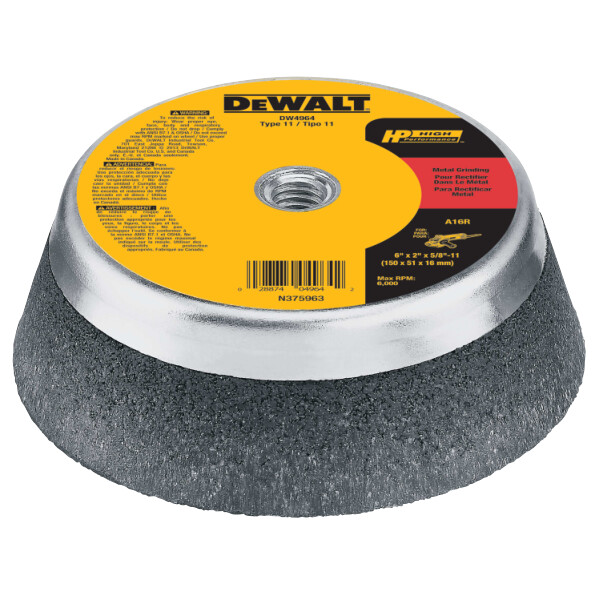 DEWALT 6-Inch By 2-Inch By 5/8-Inch-11 Metal Grinding Steel Backed Cup Wheel