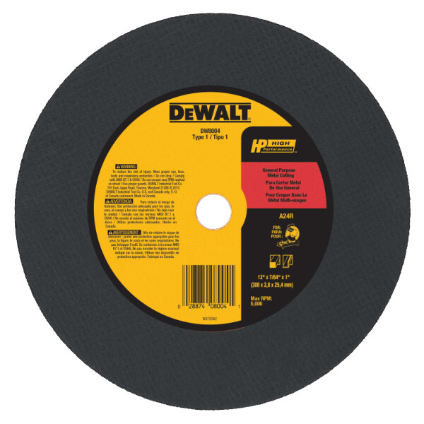 DEWALT 12 X 7/64 X 1 General Purpose Chop Saw Wheel - Metal