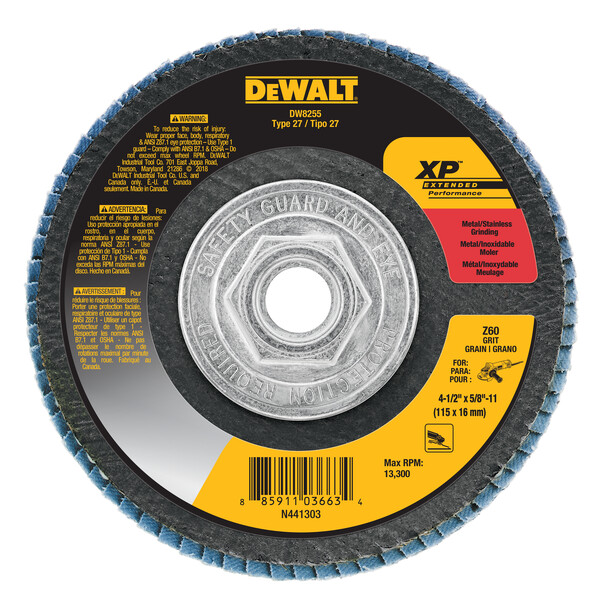 DEWALT 4-1/2-Inch By 5/8-Inch-11 60G Flap Disc