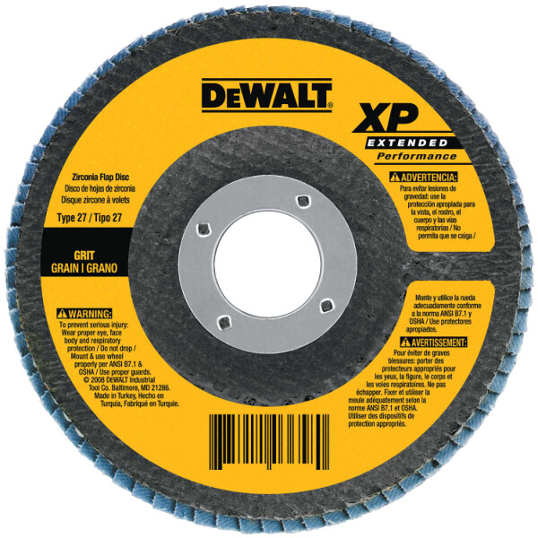 DEWALT 4-1/2-Inch By 5/8-Inch-11 60 Grit Zirconia Angle Grinder Flap Disc