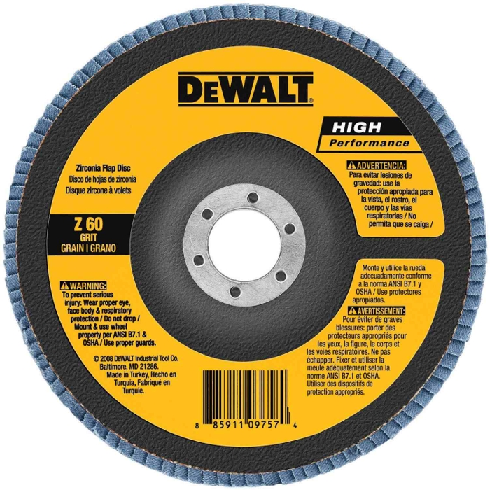 DEWALT 5-Inch By 7/8-Inch 80-Grit Zirconia Flap Disc