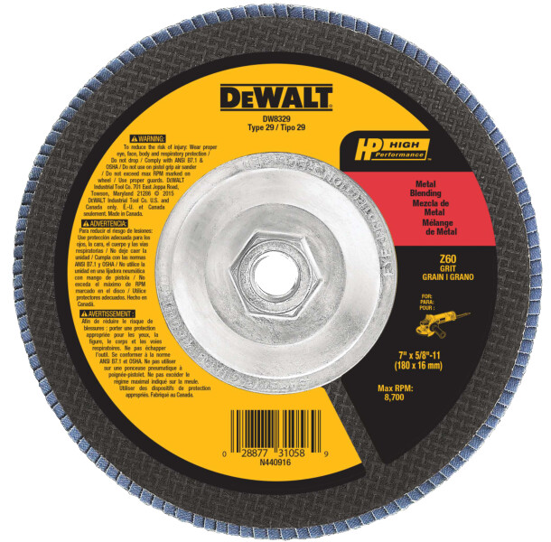 DEWALT 7-Inch By 5/8-Inch-11 60 Grit Zirconia Angle Grinder Flap Disc