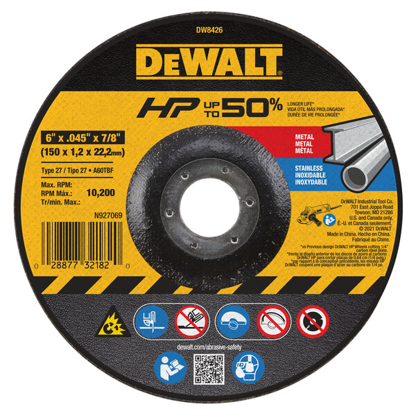 DEWALT Metal Cutting Wheel, 5/8-11 Arbor, 6-Inch By 0.045-Inch