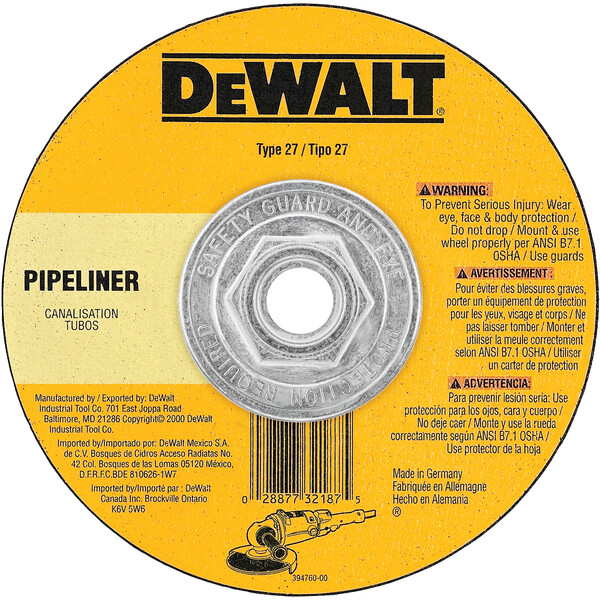 DEWALT 11 Pipeliner Cut/Grind Wheel, 5-Inch X 1/8-Inch X 5/8-Inch