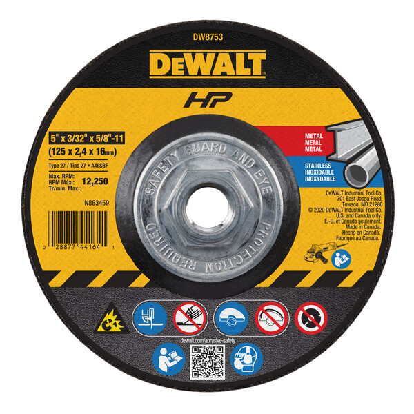 DEWALT Abrasive Wheel, 5-Inch X 3/32-Inch X 5/8-Inch