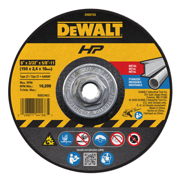 DEWALT 6-Inch By 3/32-Inch Metal Cutting And Notching Wheel, 5/8-11 Arbor