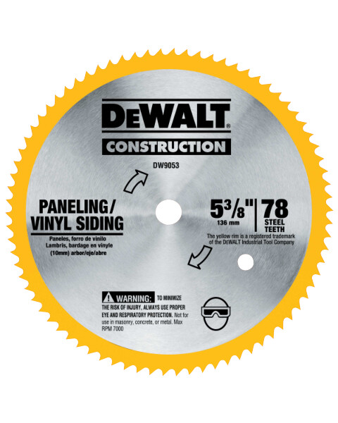 DEWALT 5-3/8-Inch 80 Tooth Paneling And Vinyl Cutting Steel Saw Blade With 10 Mm Arbor
