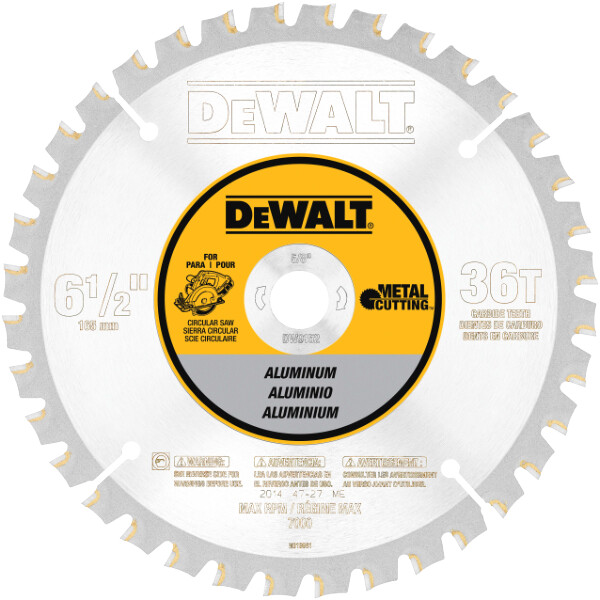 DEWALT 6-1/2-Inch Circular Saw Blade, Aluminum Cutting, 5/8-Inch Arbor, 36-Tooth