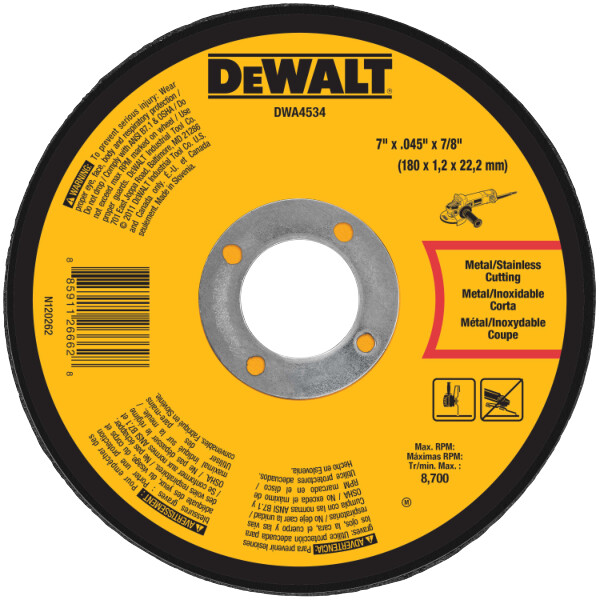 DEWALT T27 Metal Cut-Off Wheel, 7-Inch X .045-Inch X 7/8-Inch