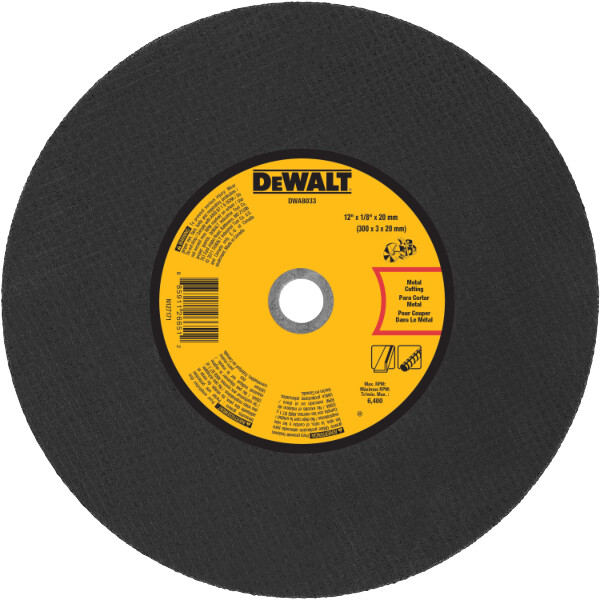 DEWALT 12 In x 1/8 in Aluminum Oxide Abrasive Chop / Cut-Off Blade with 20 mm Arbor For Metal Cutting (1 Pack)