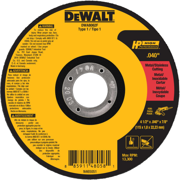 DEWALT T1 Hp Fast Cut-Off Wheel, 4-1/2