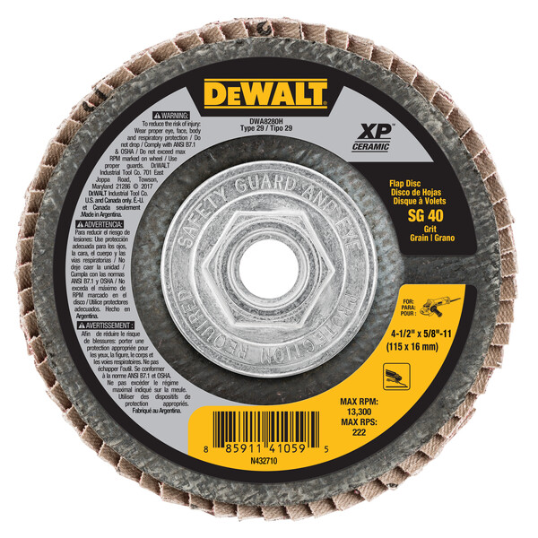 DEWALT 40G T29 Xp Ceramic Flap Disc, 4-1/2