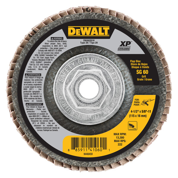 DEWALT 60G T29 Xp Ceramic Flap Disc, 4-1/2