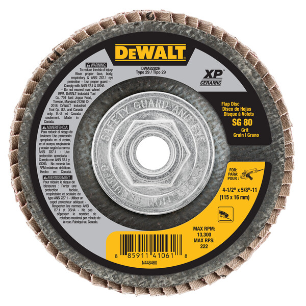 DEWALT 80G T29 Xp Ceramic Flap Disc, 4-1/2