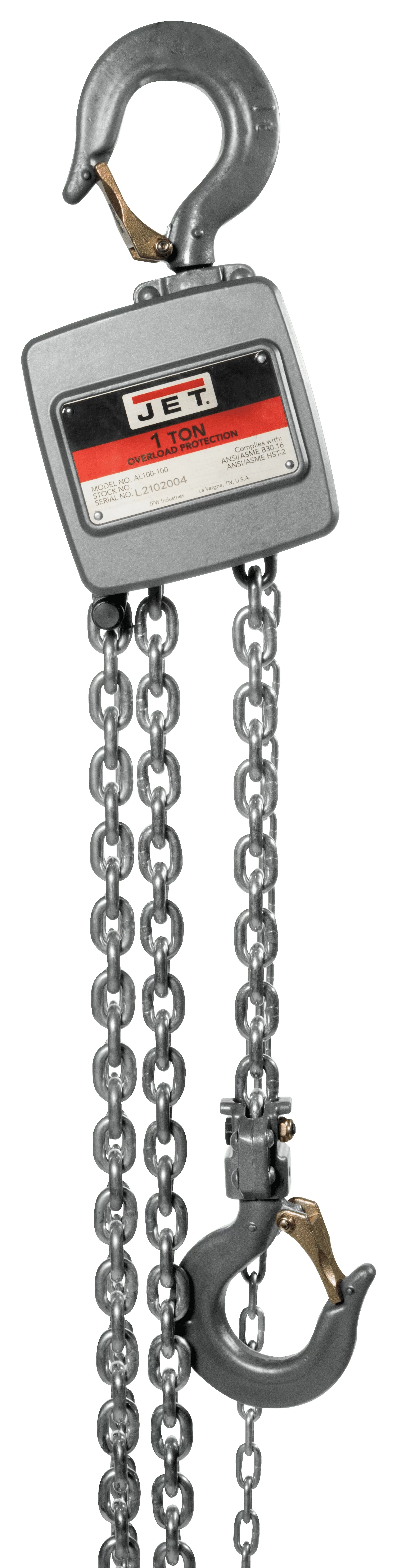 AL100-100-10 1 Ton Aluminum Hand Chain Hoist with 10ft of Lift