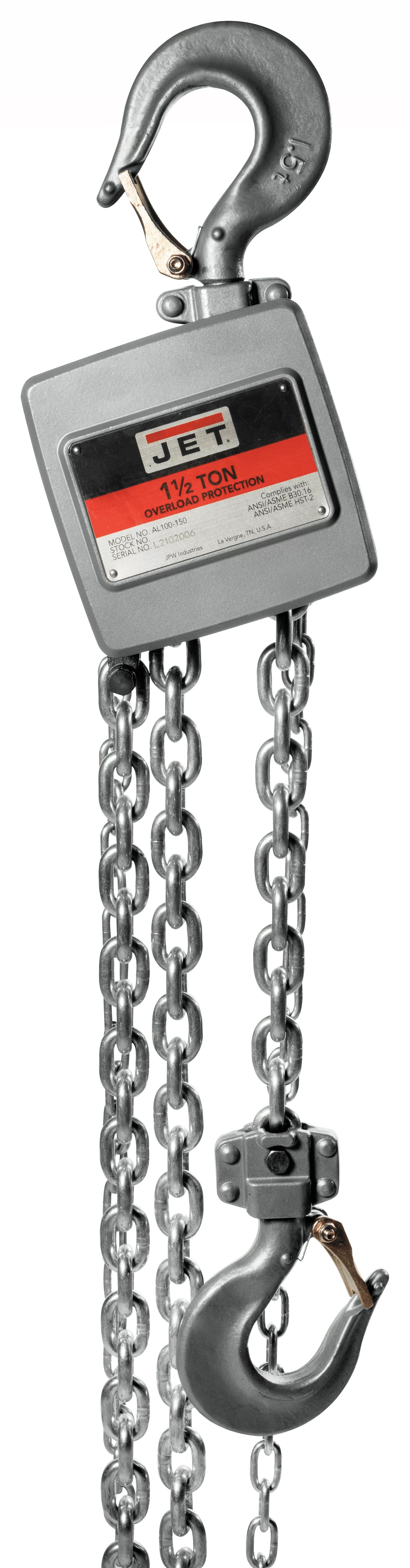 AL100-150-10 1-1/2 Ton Aluminum Hand Chain Hoist with 10ft of Lift