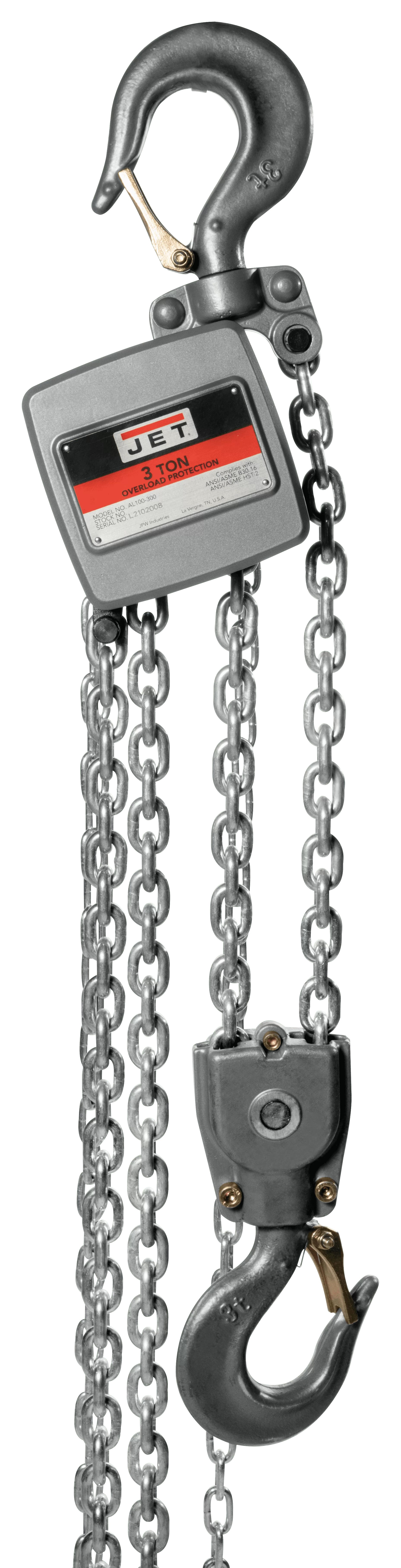 AL100-300-10 3 Ton Aluminum Hand Chain Hoist with 10ft of Lift