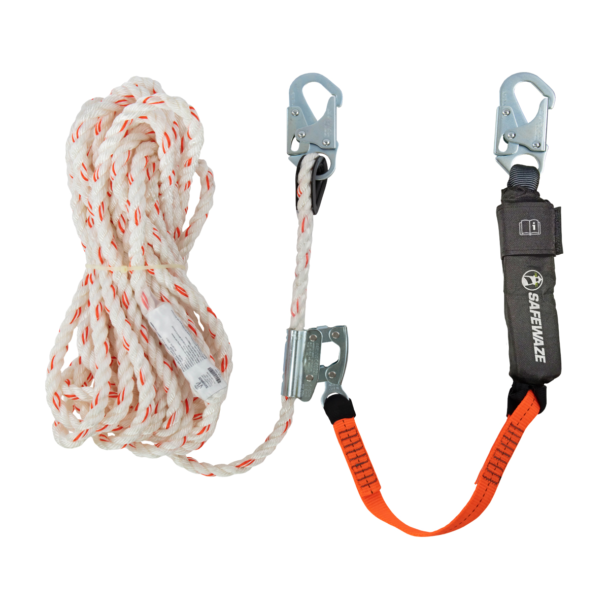 SafeWaze V-Line 50' Vertical Lifeline Assembly: Snap Hook, Rope Grab, EA Lanyard