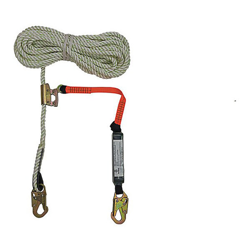 PRO 50' Vertical Lifeline Assembly: Snap Hook, Rope Grab, EA Lanyard