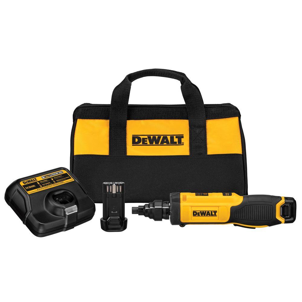 DEWALT 8-Volt MAX Lithium-Ion Cordless Gyroscopic Screwdriver with Conduit Reamer, (2) Batteries 1Ah, 1-Hour Charger and Bag