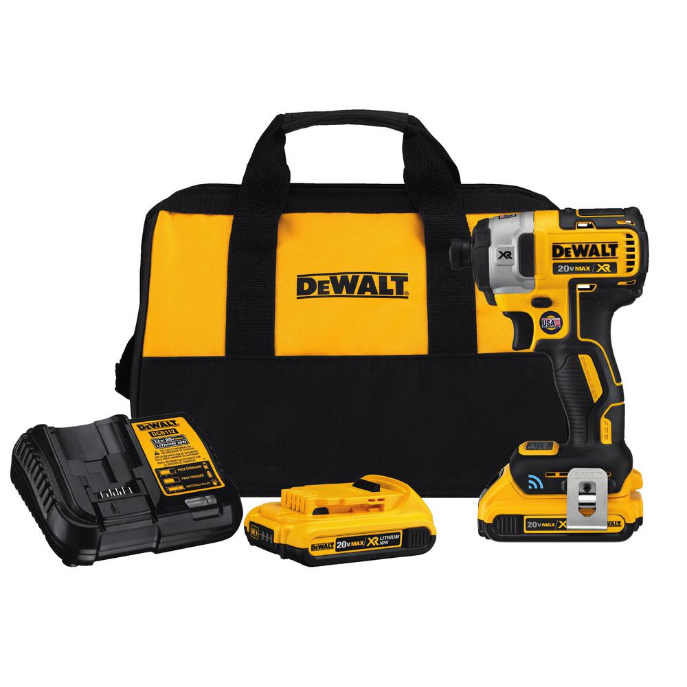 DEWALT 20V MAX XR with Tool Connect Premium Brushless Li-Ion 1/4 in. Hex Impact Driver w/ 2 2Ah Batteries, Charger and Bag