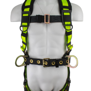 SafeWaze PRO Construction Harness: 3D, MB Chest, TB Legs, Fixed Waist Pad  (2X)