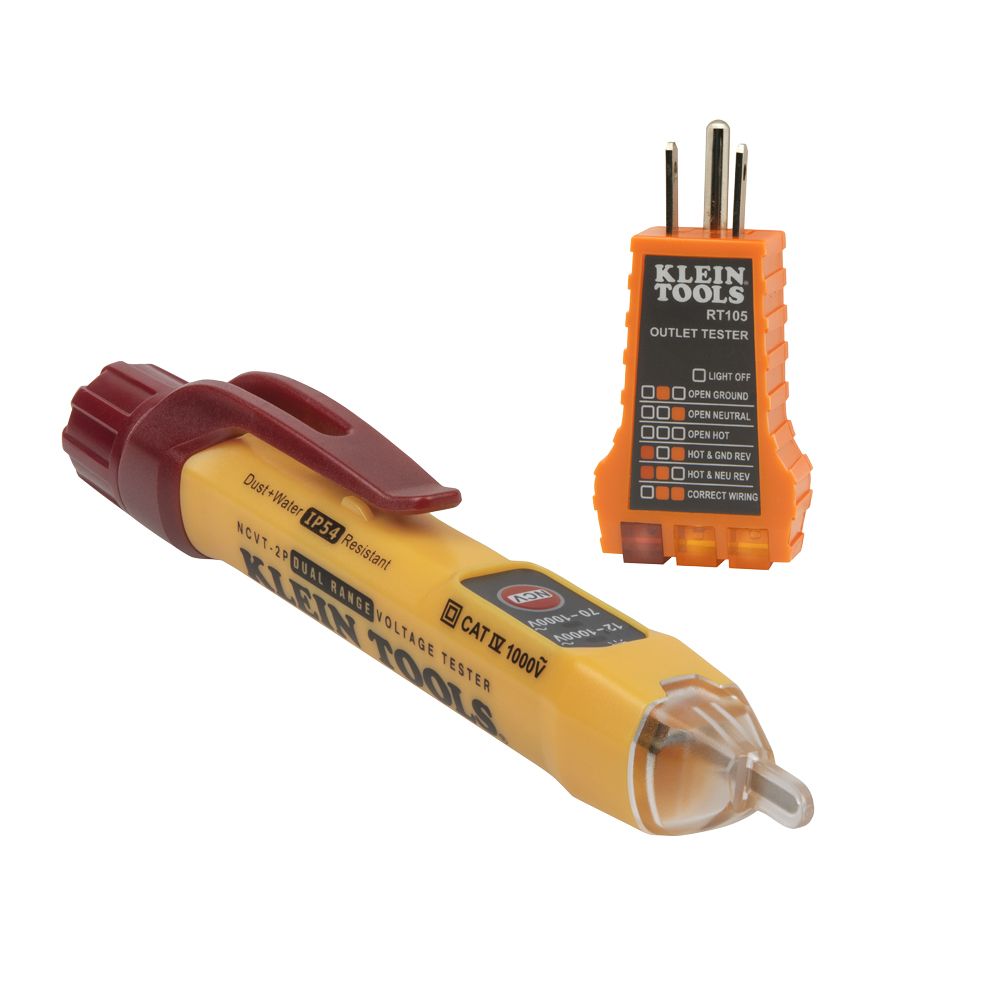 Klein Dual Range Non-Contact Voltage Tester with Receptacle Tester